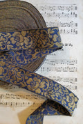 Navy/Gold Floral Metallic Galloon Trim