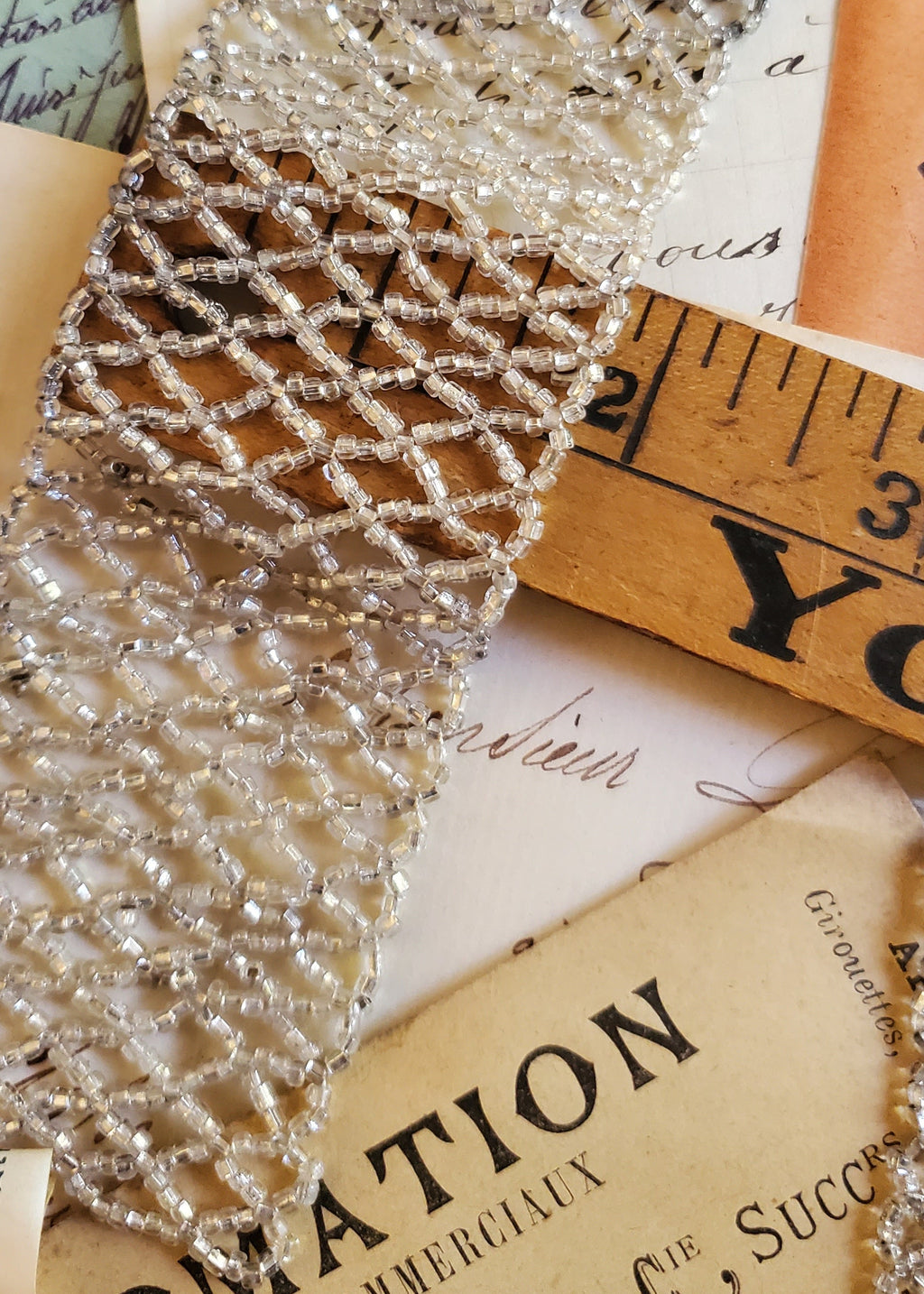 Vintage Italian Beaded Net Belt or Band