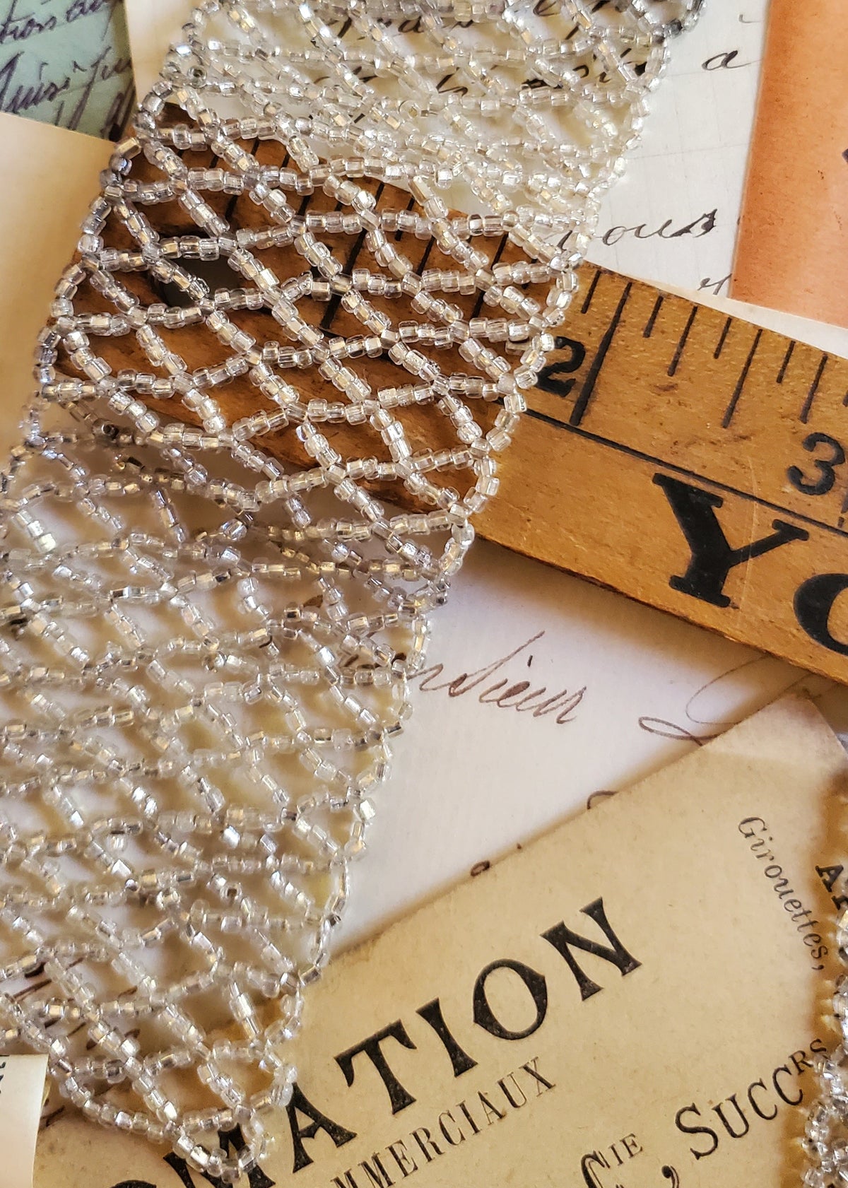 Vintage Italian Beaded Net Belt or Band