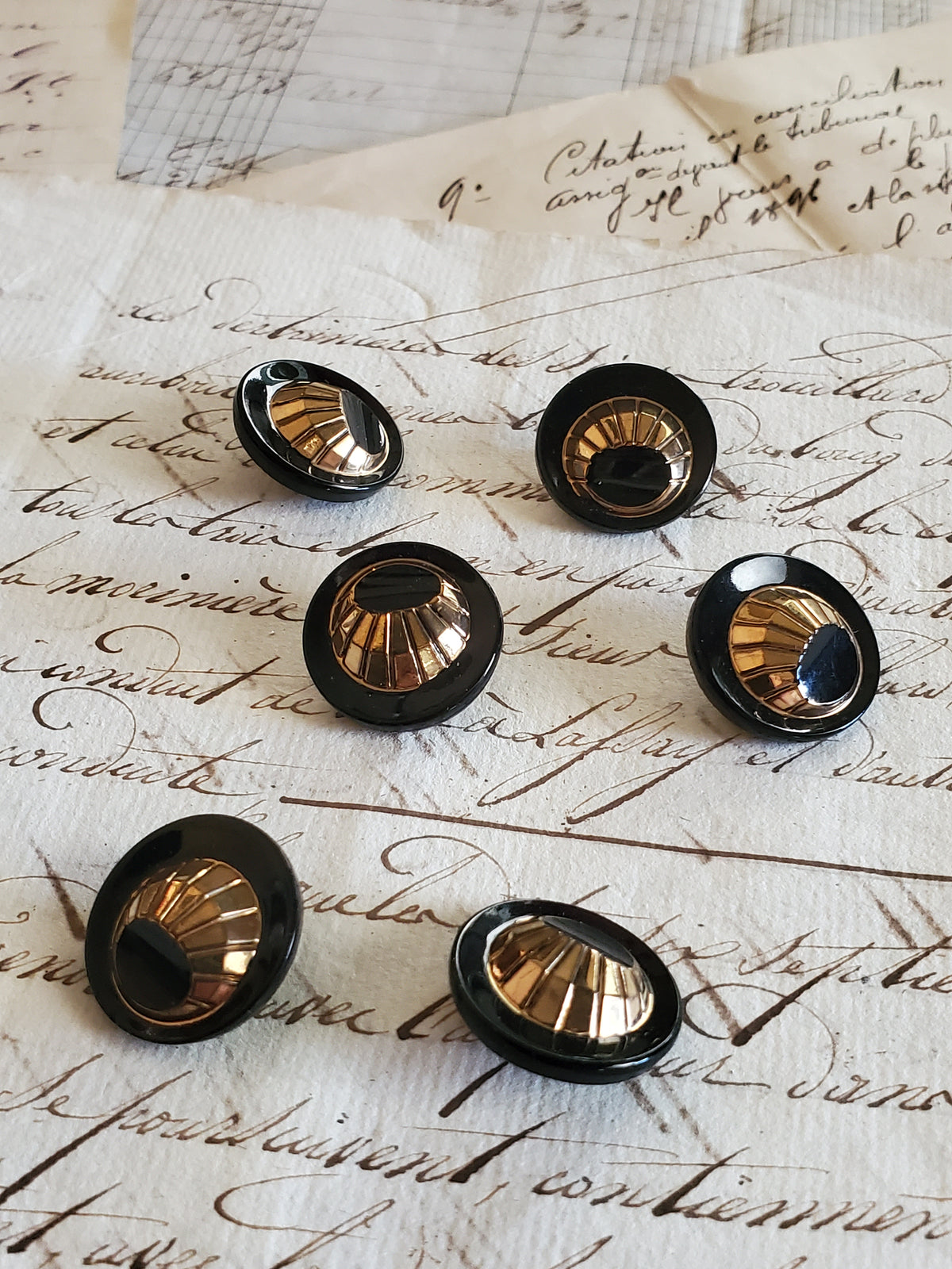 6 Art Deco 1940's Glass Buttons