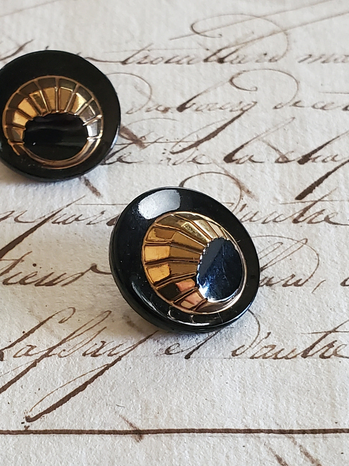 6 Art Deco 1940's Glass Buttons