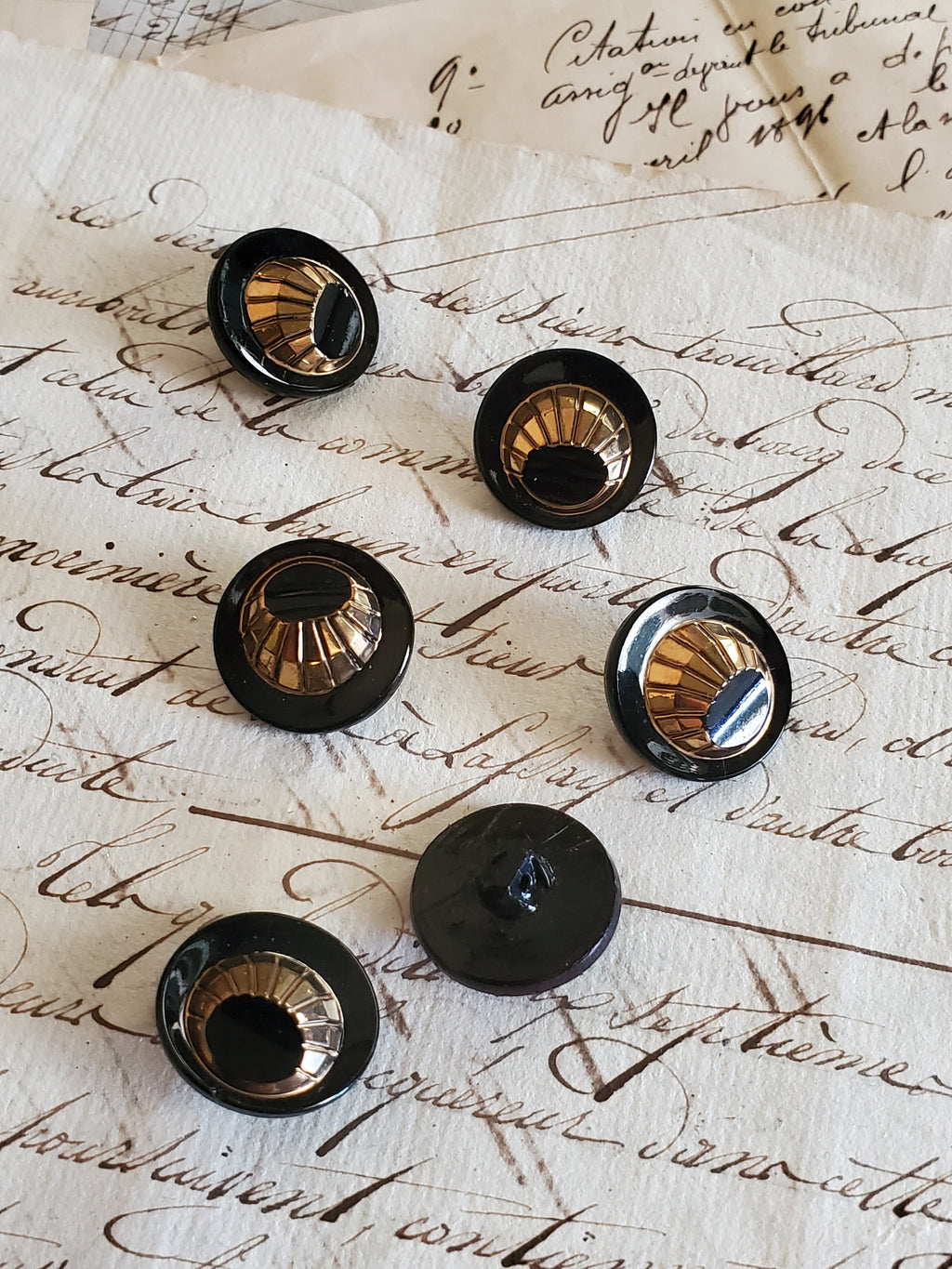 6 Art Deco 1940's Glass Buttons