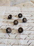 6 Tiny Vintage Rhinestone and Glass Buttons