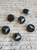 6 Vintage Gunmetal Pyramid Glass Buttons