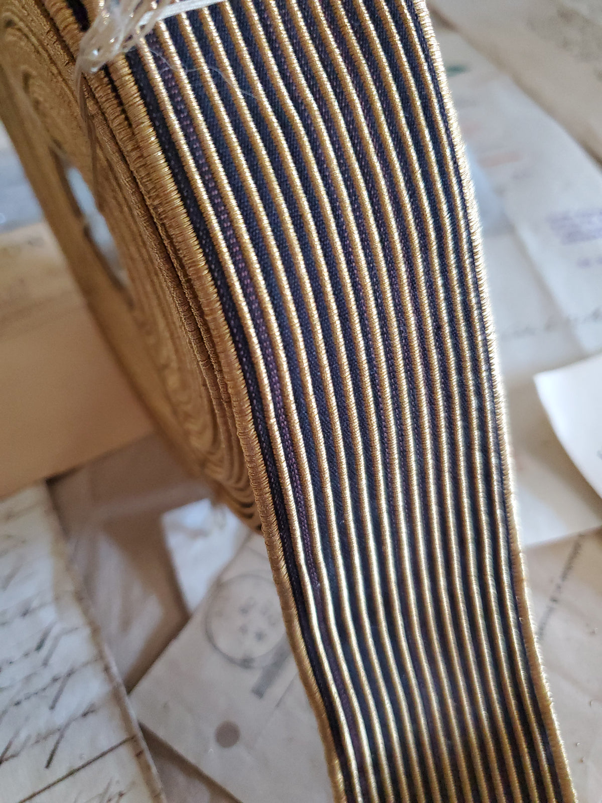 Antique Gold and Black Narrow Stripe Trim - 2 Widths