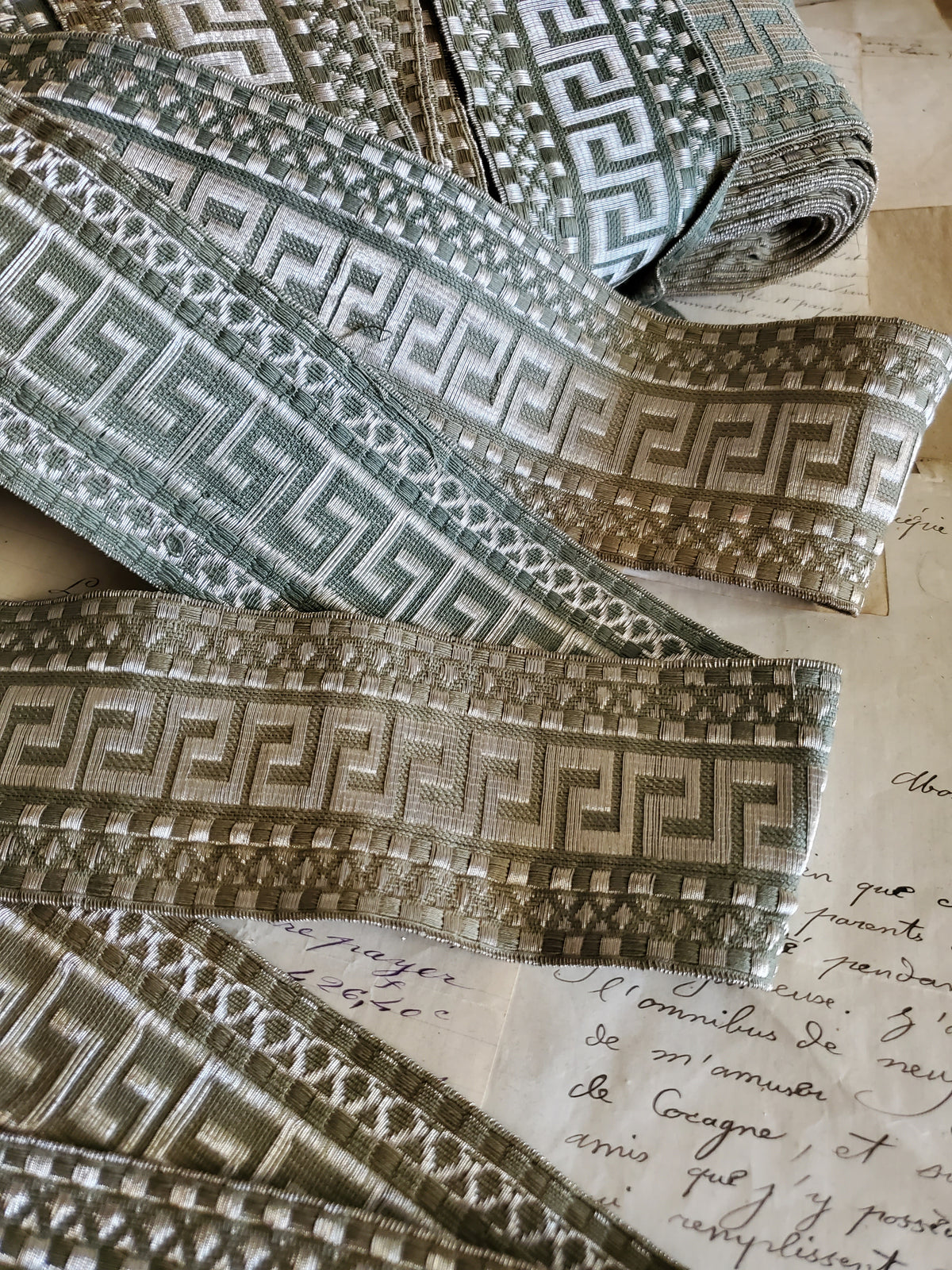 Wide Antique Metallic Greek Key Trim in 3 colors
