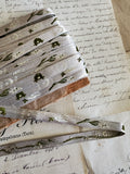 Antique Ecclesiastic Siver Silk Ribbon with Doves and Moons