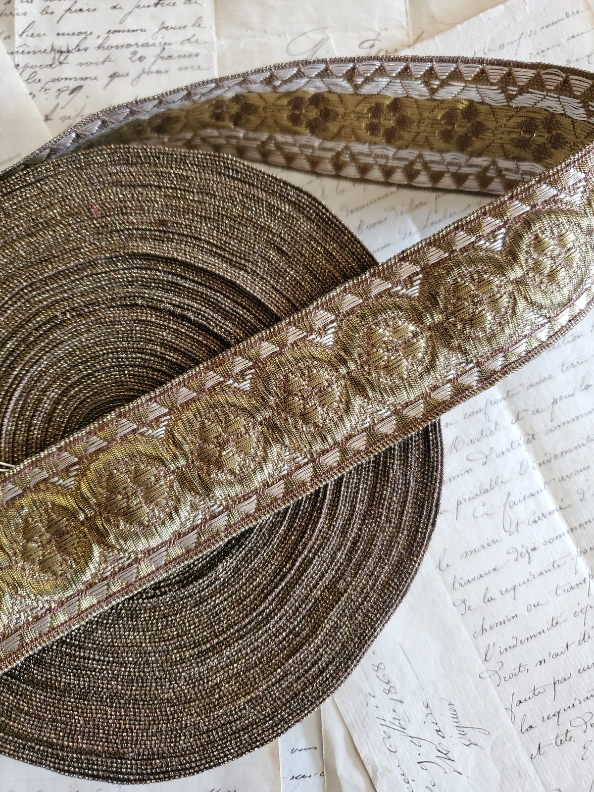 Antique Metallic Bronze and Silk Ecclesiastic Trim - 2 colors