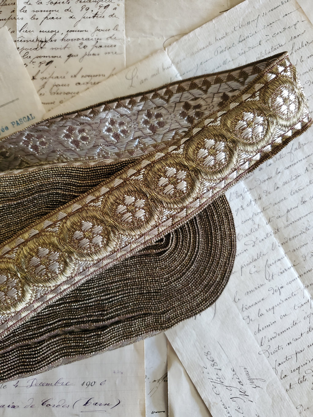 Antique Metallic Bronze and Silk Ecclesiastic Trim - 2 colors