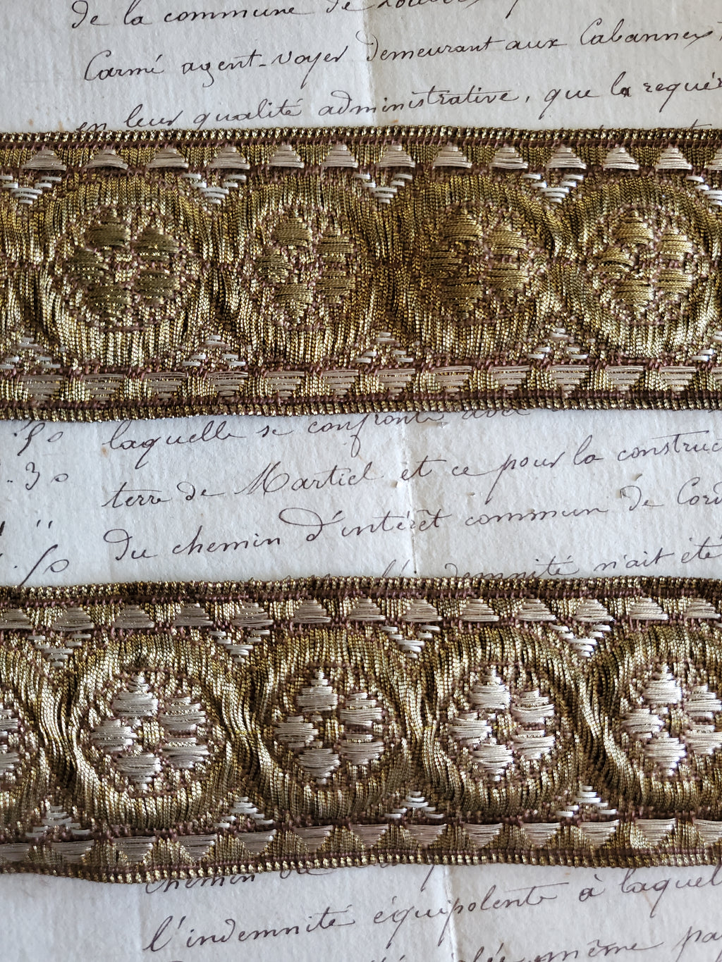 Antique Metallic Bronze and Silk Ecclesiastic Trim - 2 colors
