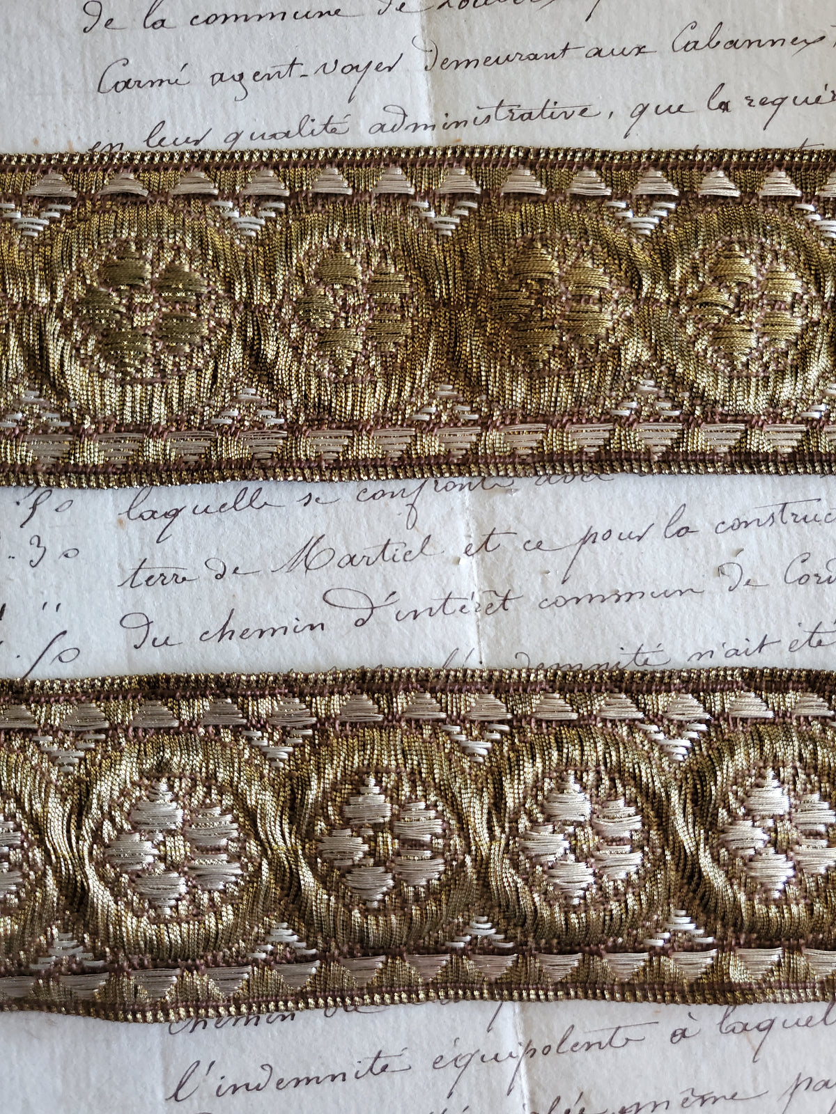 Antique Metallic Bronze and Silk Ecclesiastic Trim - 2 colors