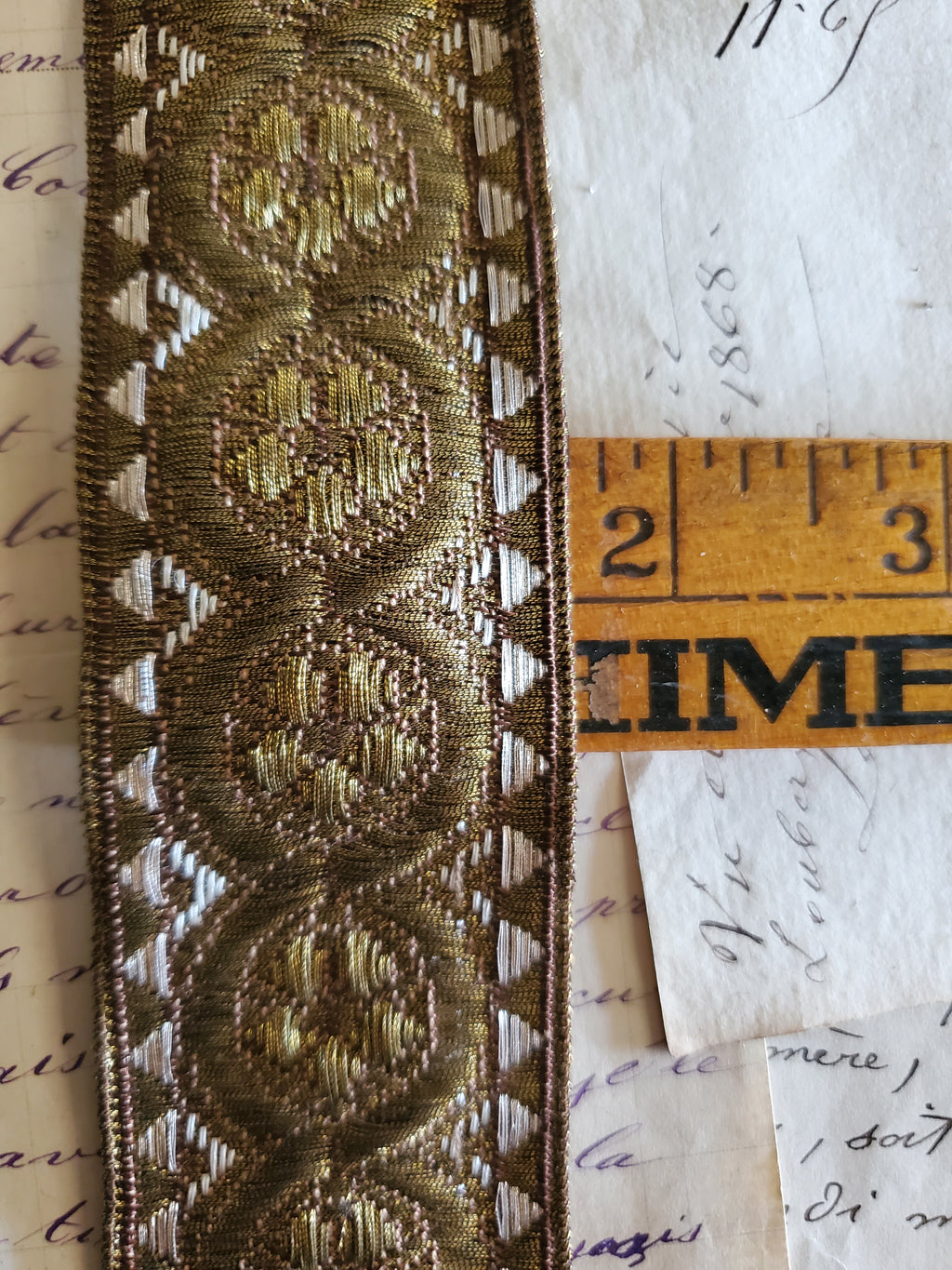 Antique Metallic Bronze and Silk Ecclesiastic Trim - 2 colors