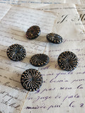 Czech Glass Buttons with Gold Design - Set of 6