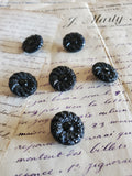 6 Glass Black Swirl Buttons