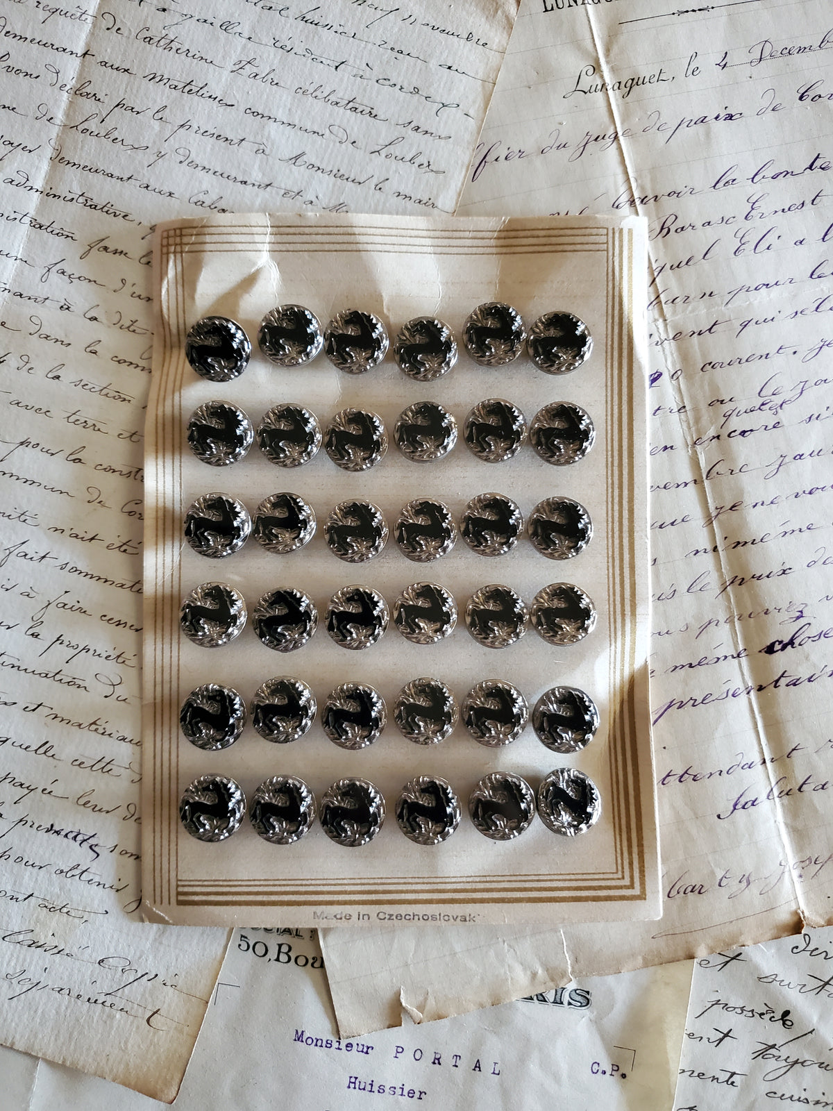 Vintage Czech Black Glass Hose Buttons - 2 sizes