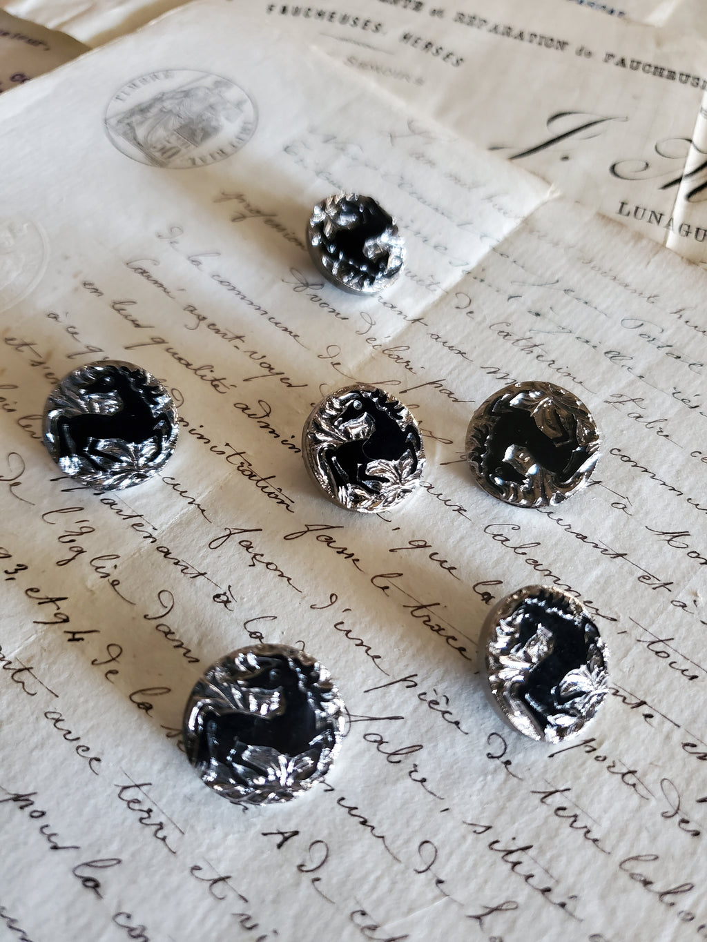 Vintage Czech Black Glass Hose Buttons - 2 sizes