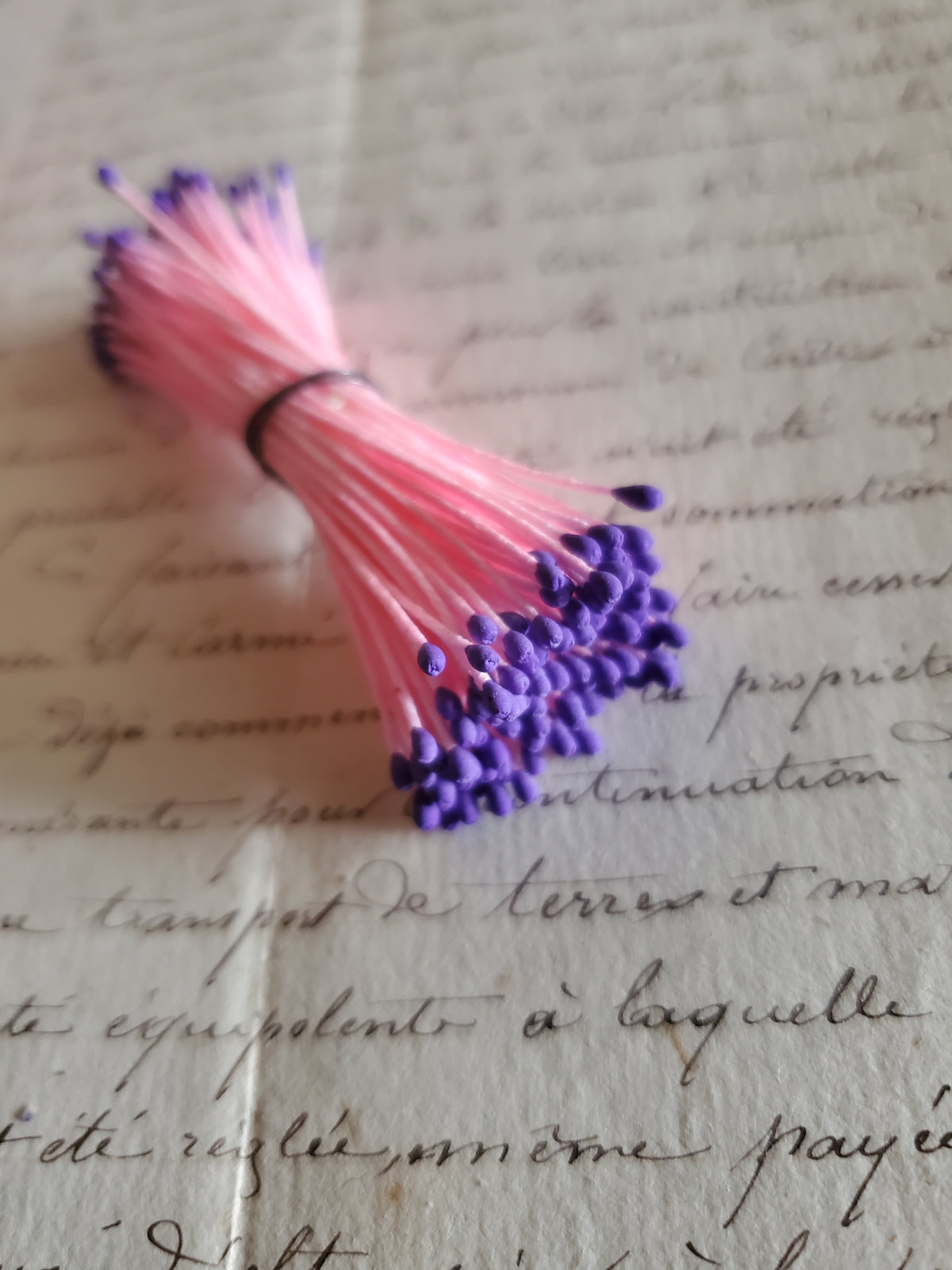 Vintage German Pink and Purple Stamens - 1 bunch