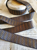 Antique Black Silk and Gold Geometric Ribbon