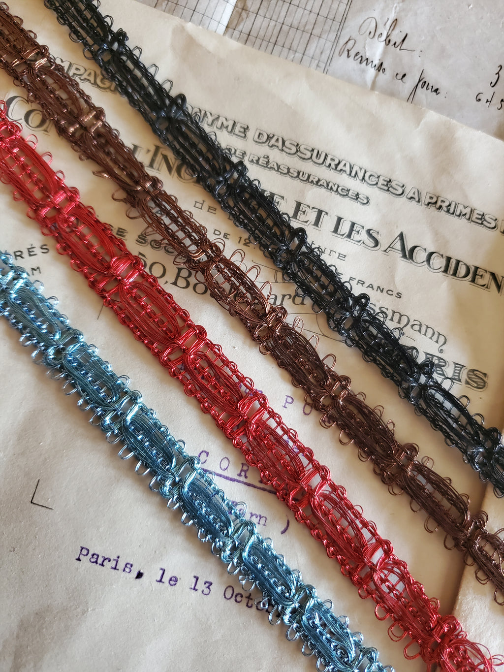 French Metallic Thread Trim - 4 Colors