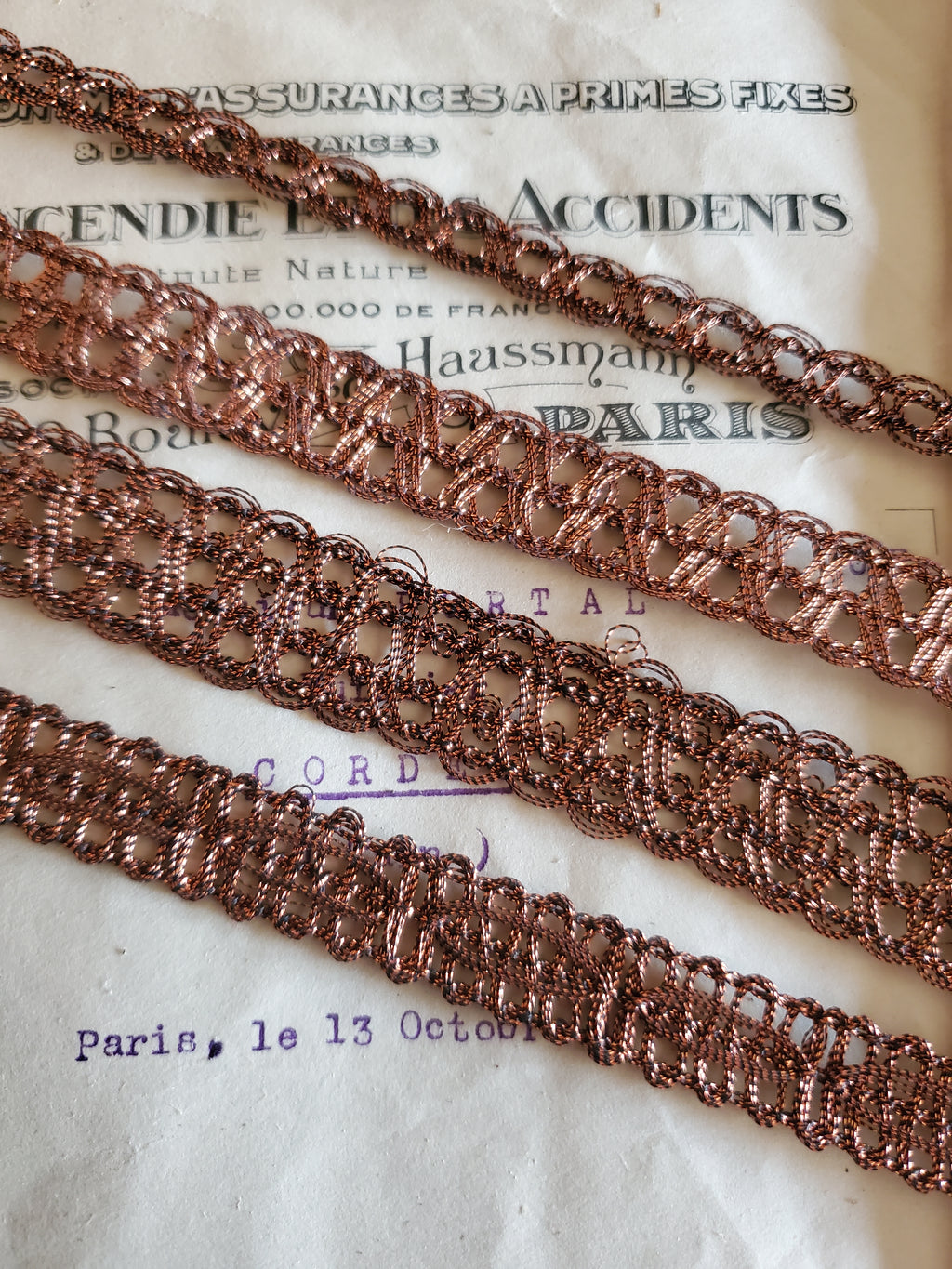 Bronze Metallic Thread French Trim - 4 Styles