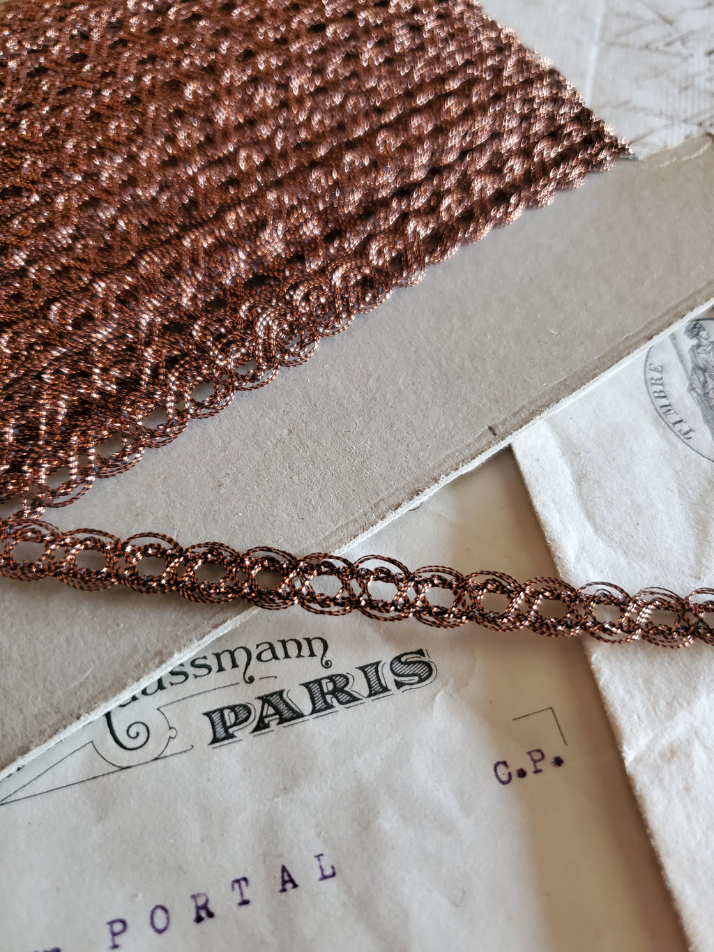 Bronze Metallic Thread French Trim - 4 Styles