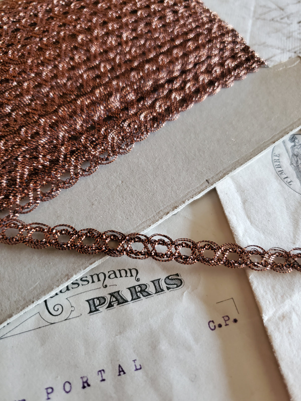 Bronze Metallic Thread French Trim - 4 Styles