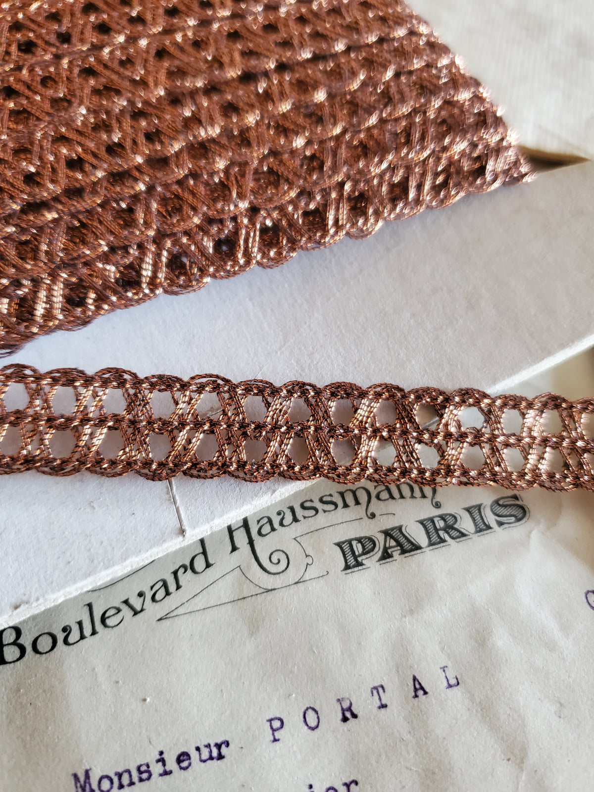 Bronze Metallic Thread French Trim - 4 Styles