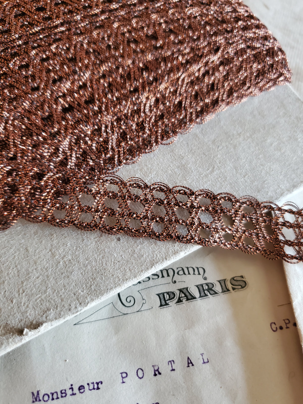 Bronze Metallic Thread French Trim - 4 Styles