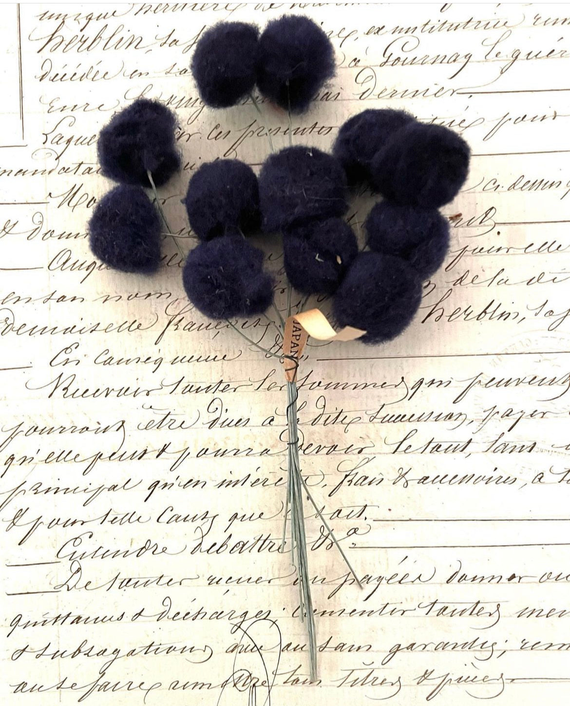 Dark Navy Blue Pom Pom Spray