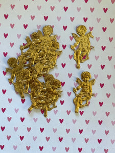 Gold Dresden Cupids 12 Pcs