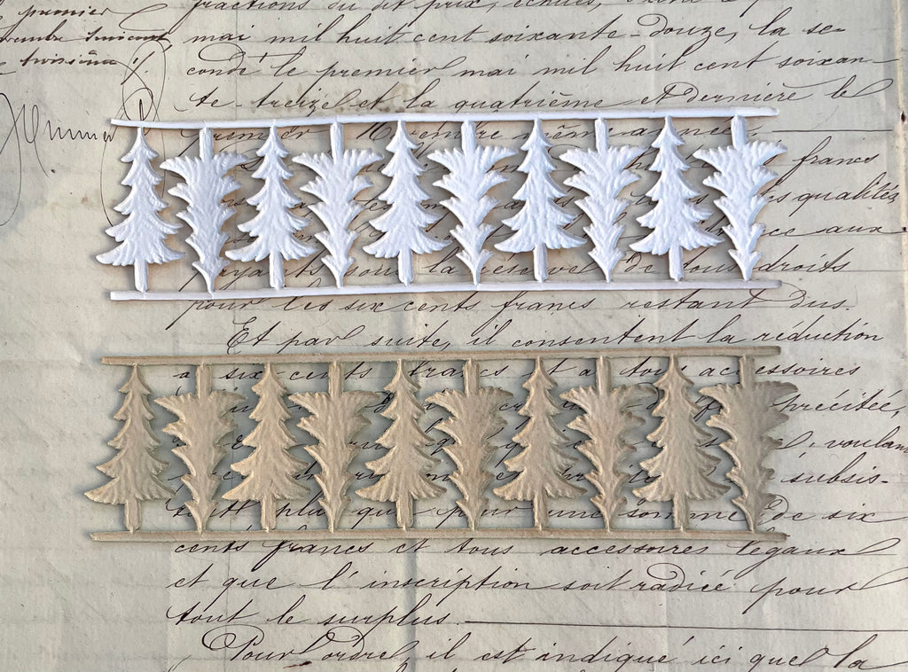 Gold & Green Dresden Xmas Tree Scrap 10 pcs