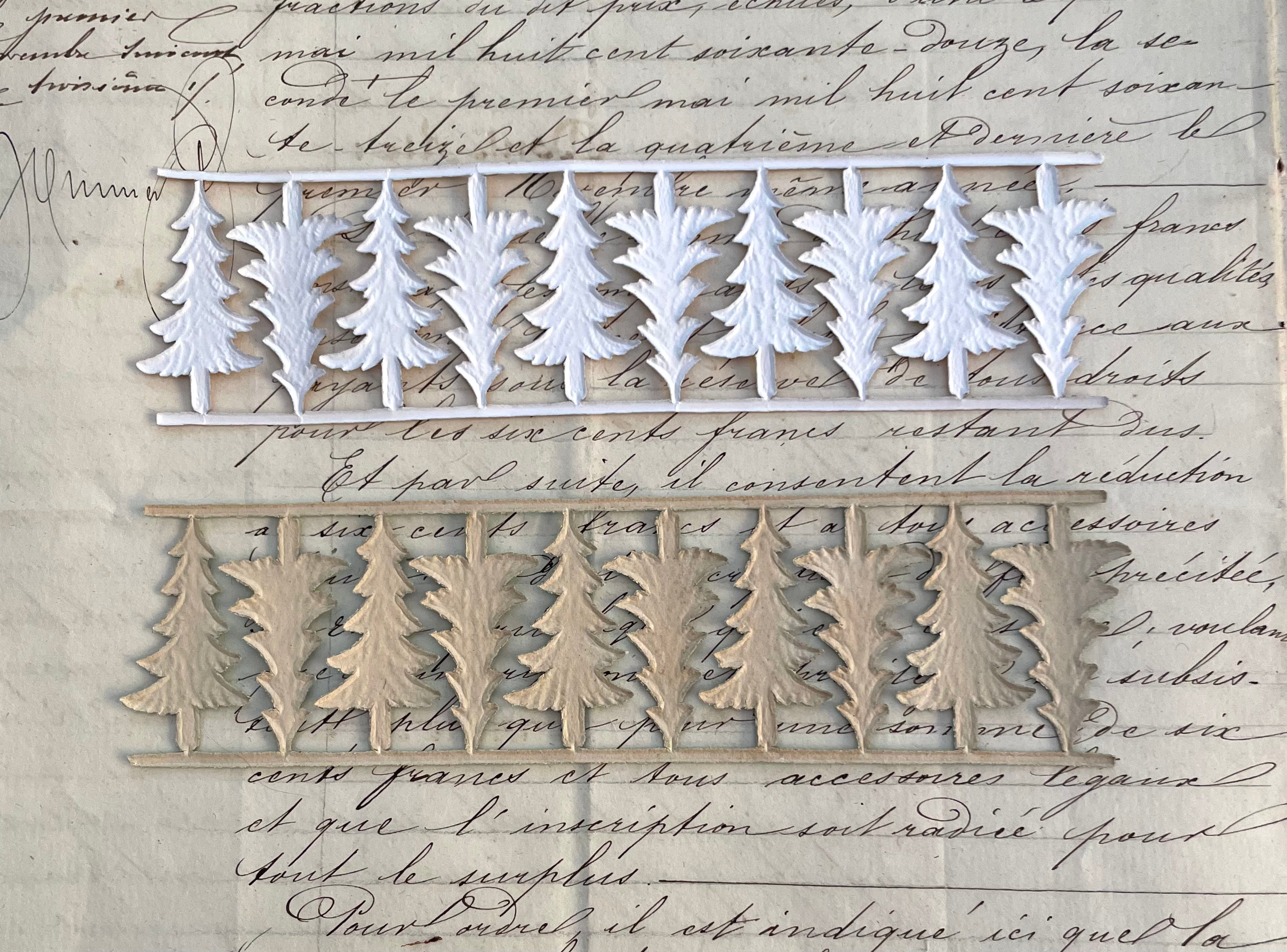 Gold & Green Dresden Xmas Tree Scrap 10 pcs