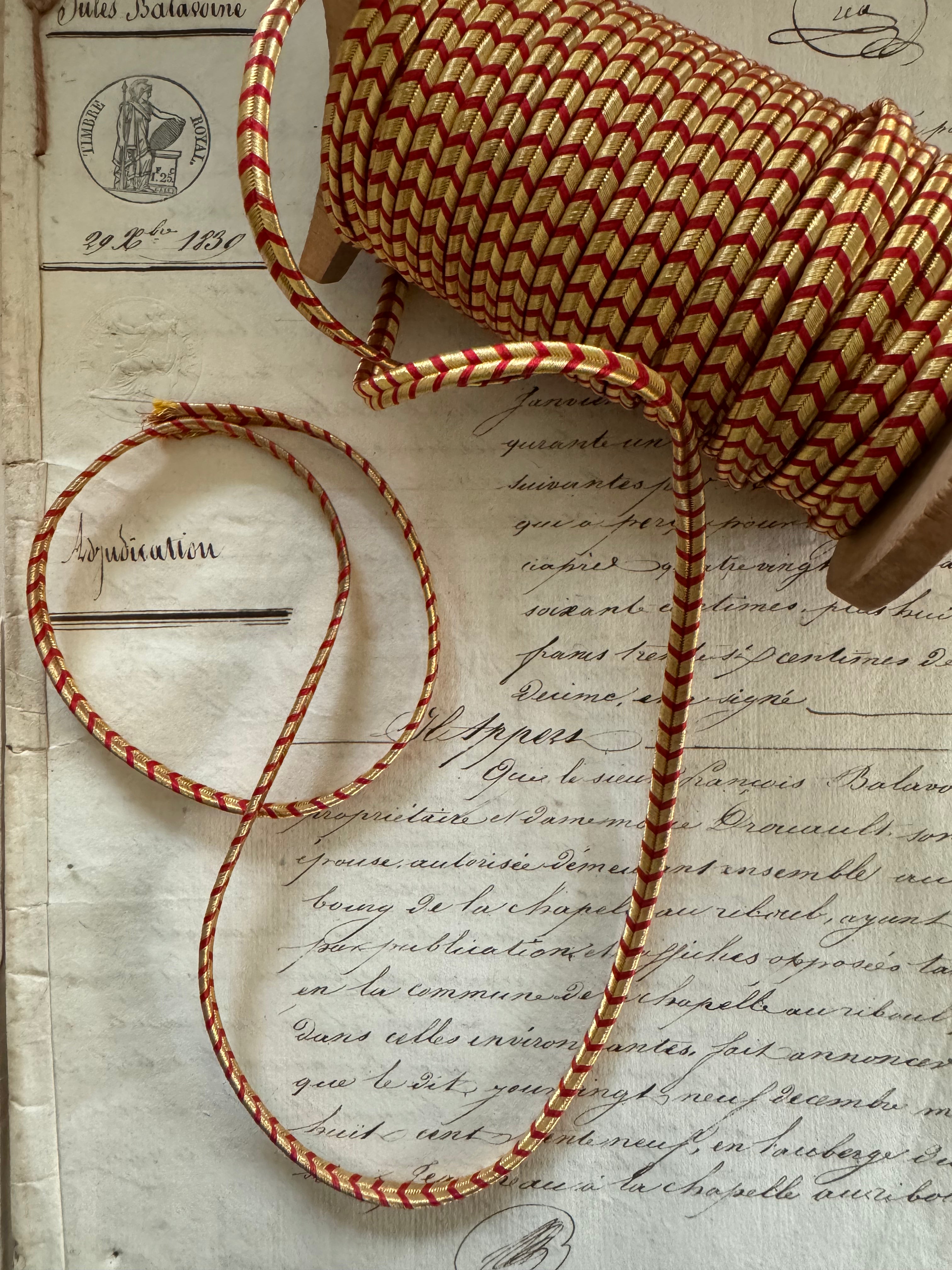 1 Yard Gold/Red Metallic Soutache Trim 3/16”