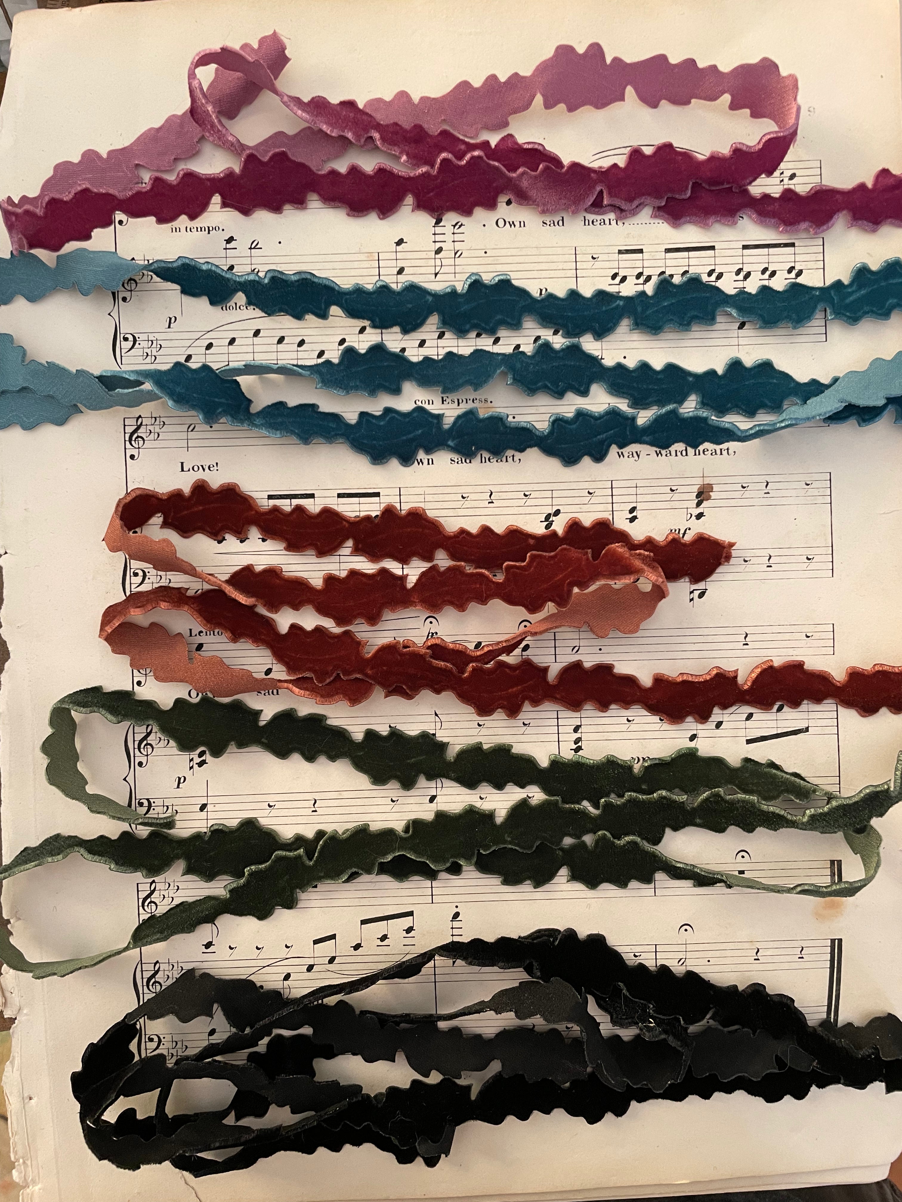 Velvet Leaf Ribbon Trim - 5/8" - 5 colors