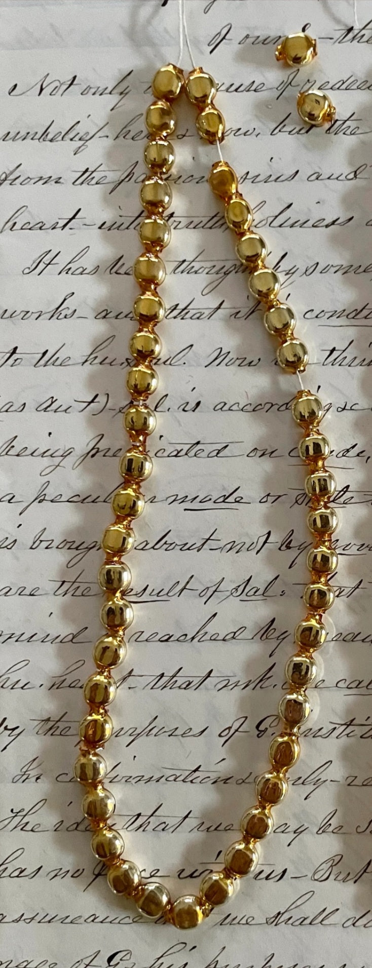 48pcs Antique Gold Flat Mercury Glass Beads Made in Japan