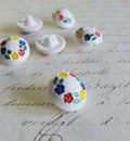 6 Vintage White Glass Floral Buttons