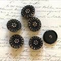 6 Vintage Flower Starburst Glass Button with Brass Shank