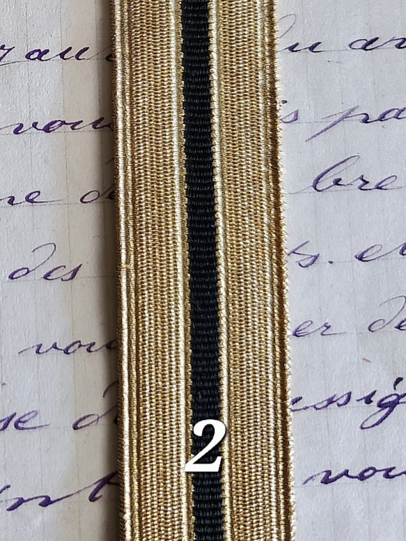 Gold Thread Antique Military Lace with Black Silk Stripe