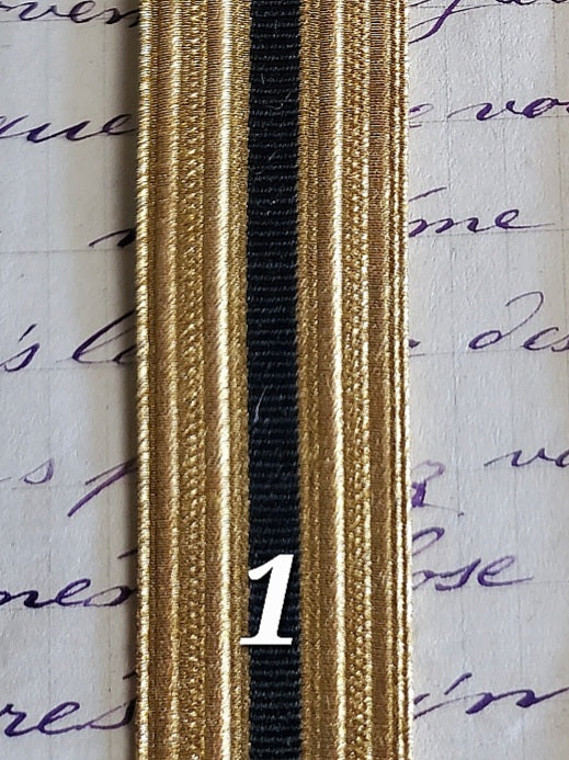 Gold Thread Antique Military Lace with Black Silk Stripe
