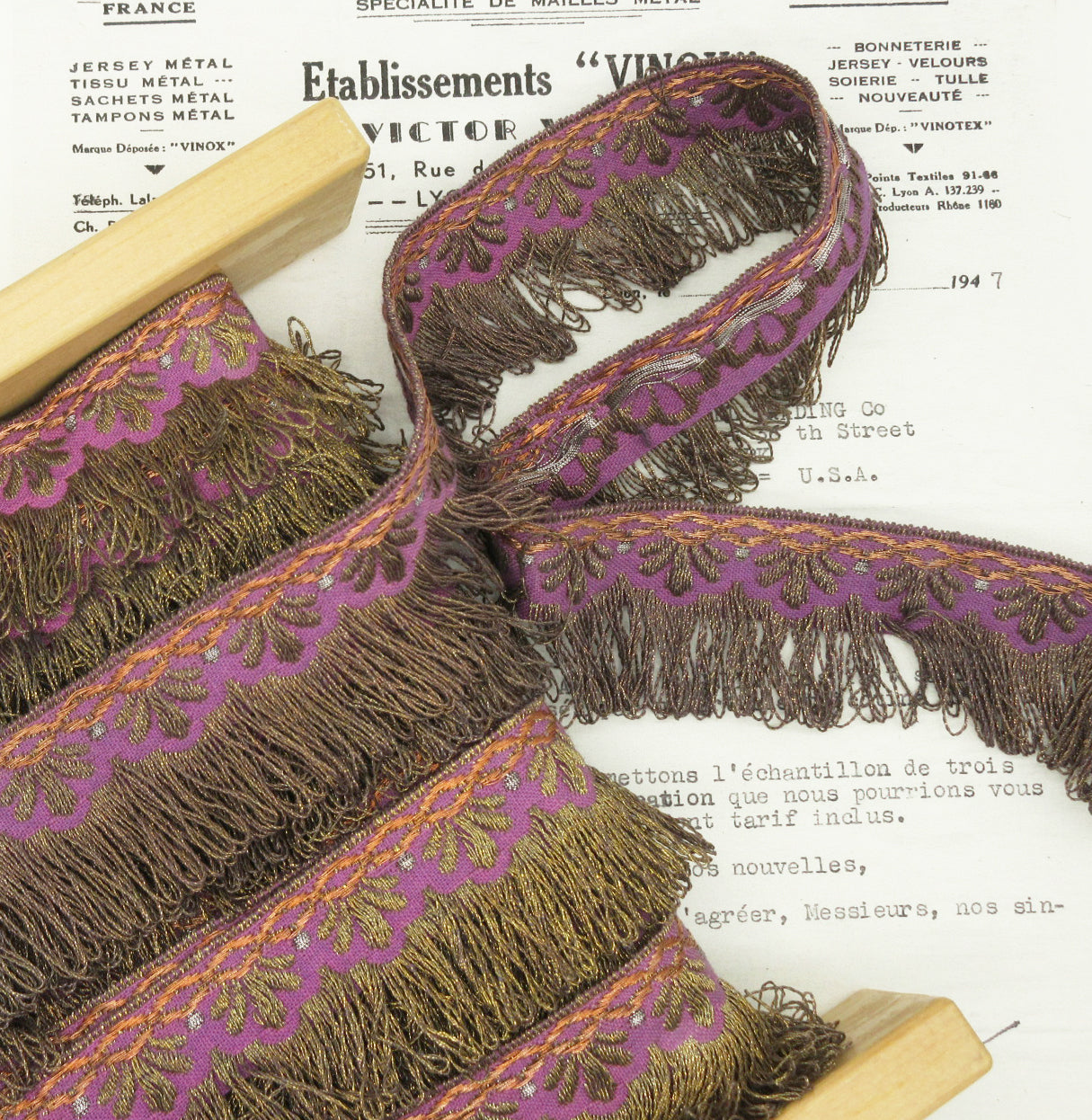 Lavender Pinkish Fancy Ribbon Looped Fringe