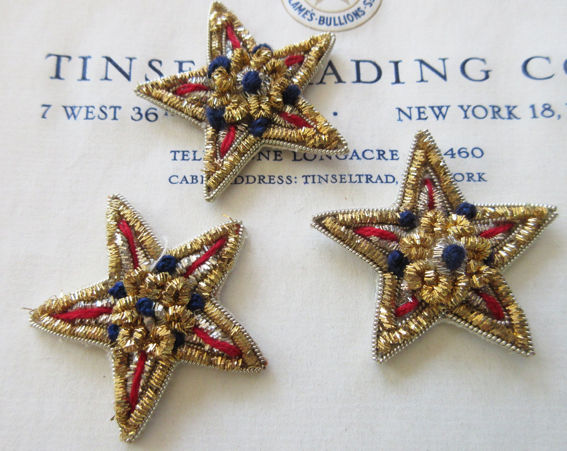 Gold/Blue/Red Bullion Star 3 Pcs