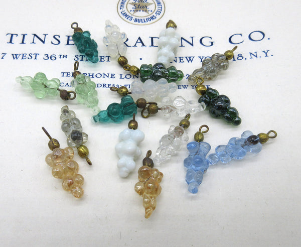 Asst Colors Grape Glass Beads w/Loop 3/4" 8 Pcs