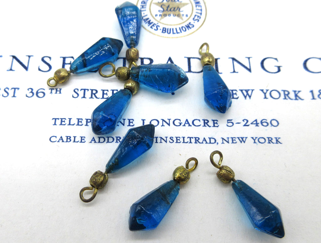 Asst Colors Glass Bead Drop w/Loop 3/4" 8 Pcs