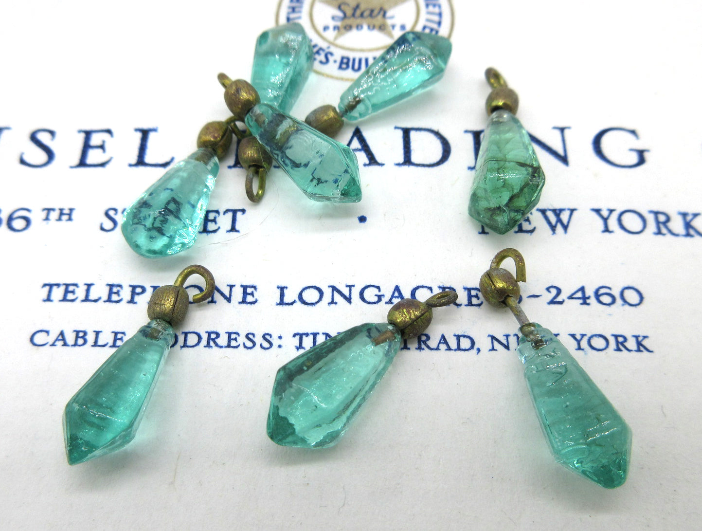 Asst Colors Glass Bead Drop w/Loop 3/4" 8 Pcs