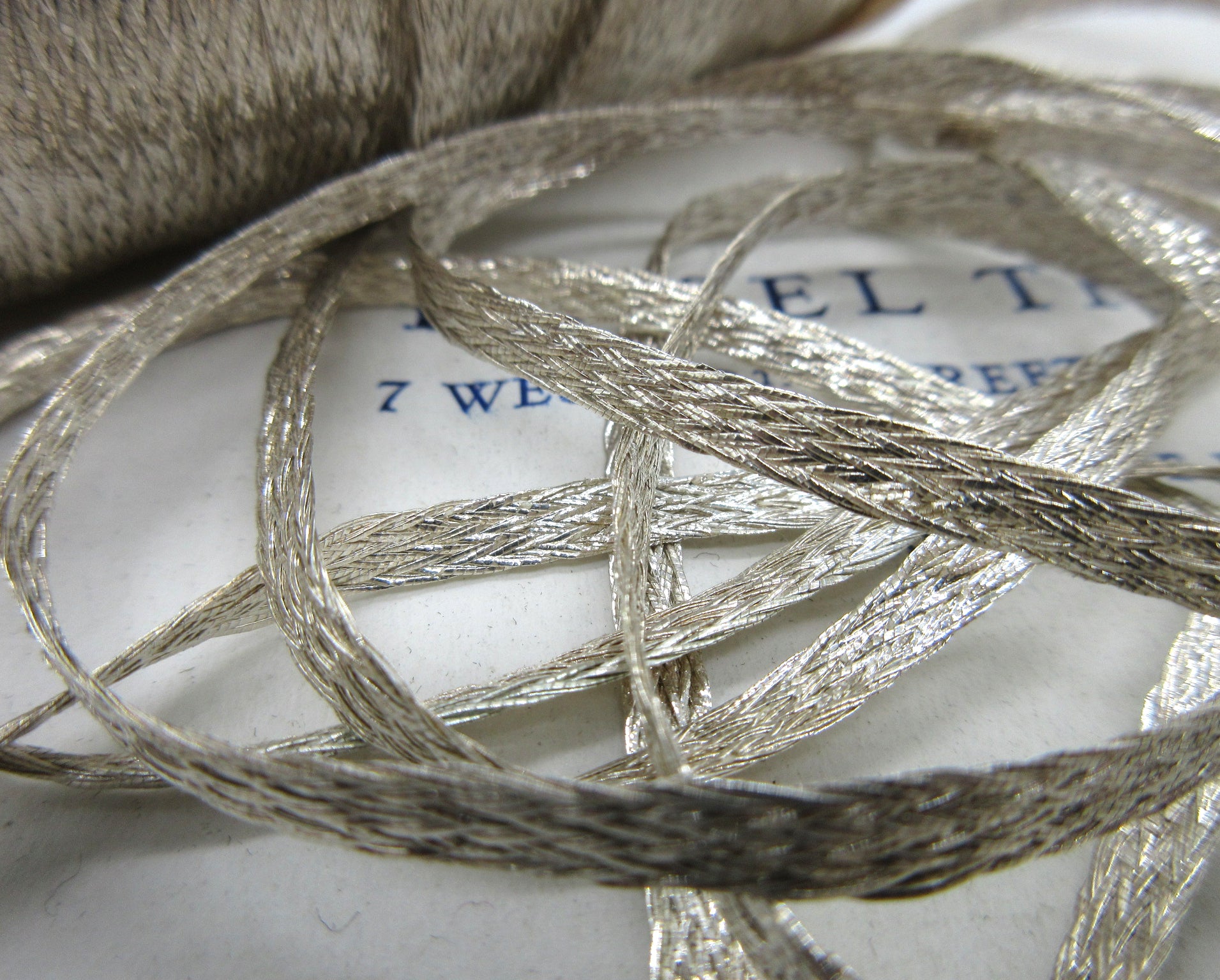 Flat Silver Thread Mesh Metallic Trim 1/8" 2 Yards