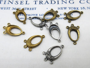 Gold and Silver Oval w/Loops Stampings 6 Pcs