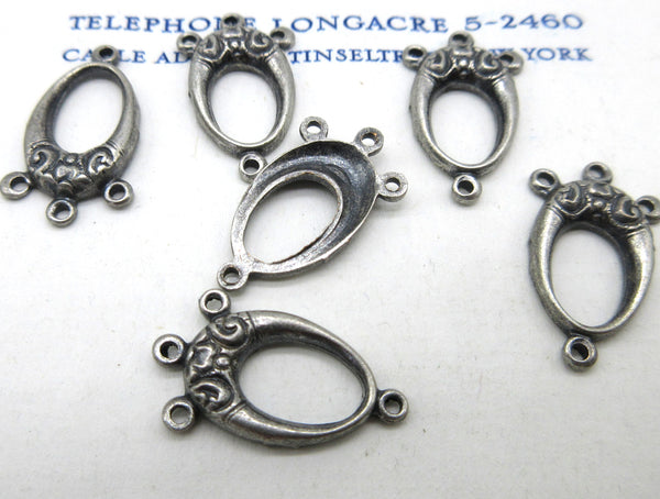 Gold and Silver Oval w/Loops Stampings 6 Pcs