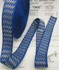 Blue/Silver Metallic Zig Zag Diamonds Tape  1"
