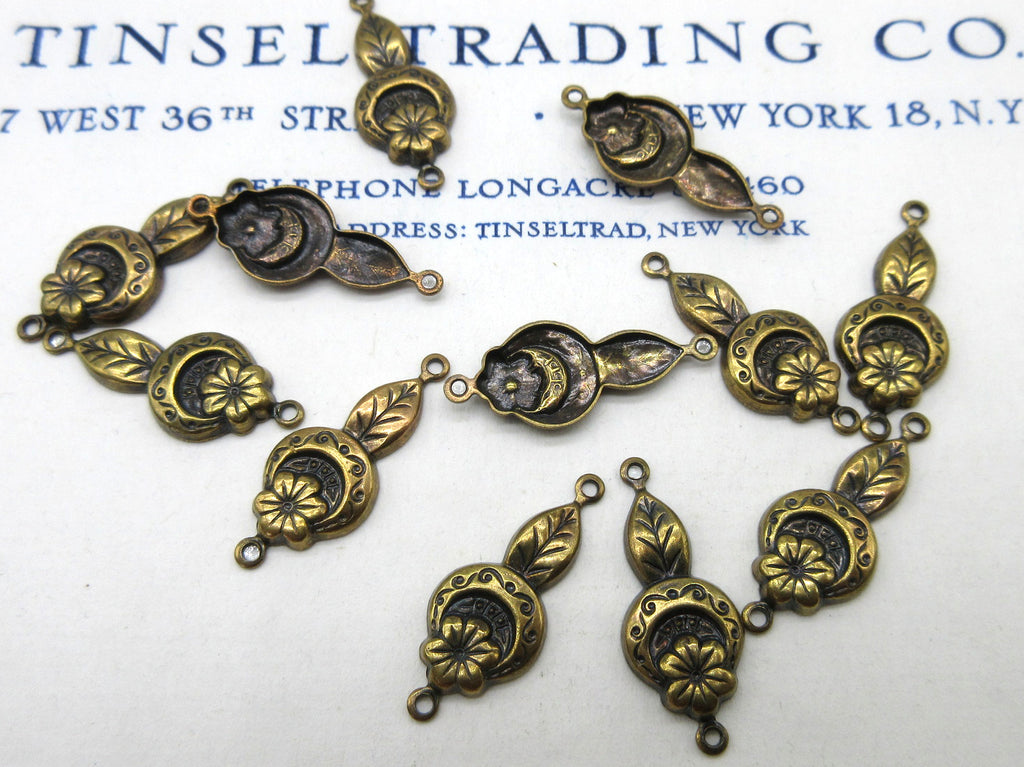 2 Shades of Gold Floral Stampings 12 Pcs