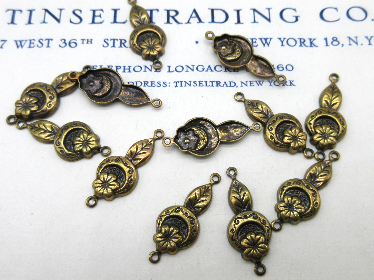 2 Shades of Gold Floral Stampings 12 Pcs